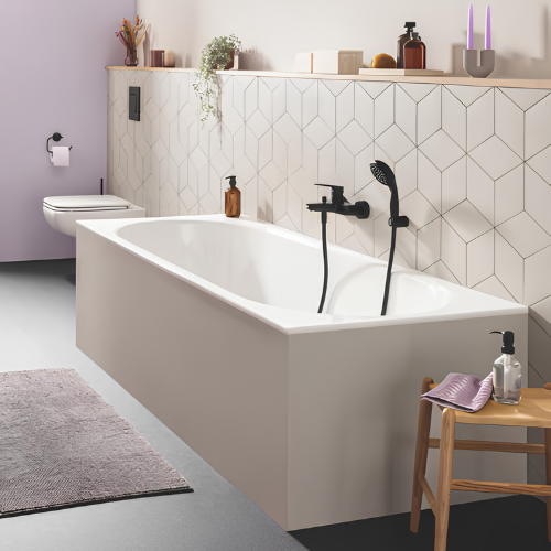 Luxury Freestanding Bathtub with Matte Black Faucet in Ahmedabad | Aqua