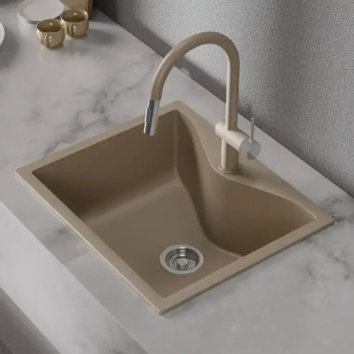 Premium Beige Granite Kitchen Sink with Matching Faucet in Ahmedabad | Aqua